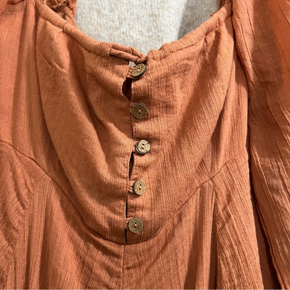 Free People Orange Off Shoulder Gauze Dress - Picture 12 of 16
